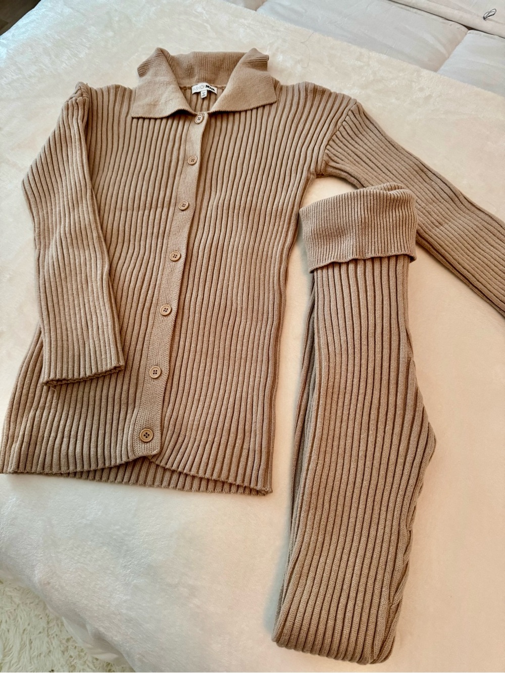 Fashion Nova Ribbed Button-Up Cardigan and Pants